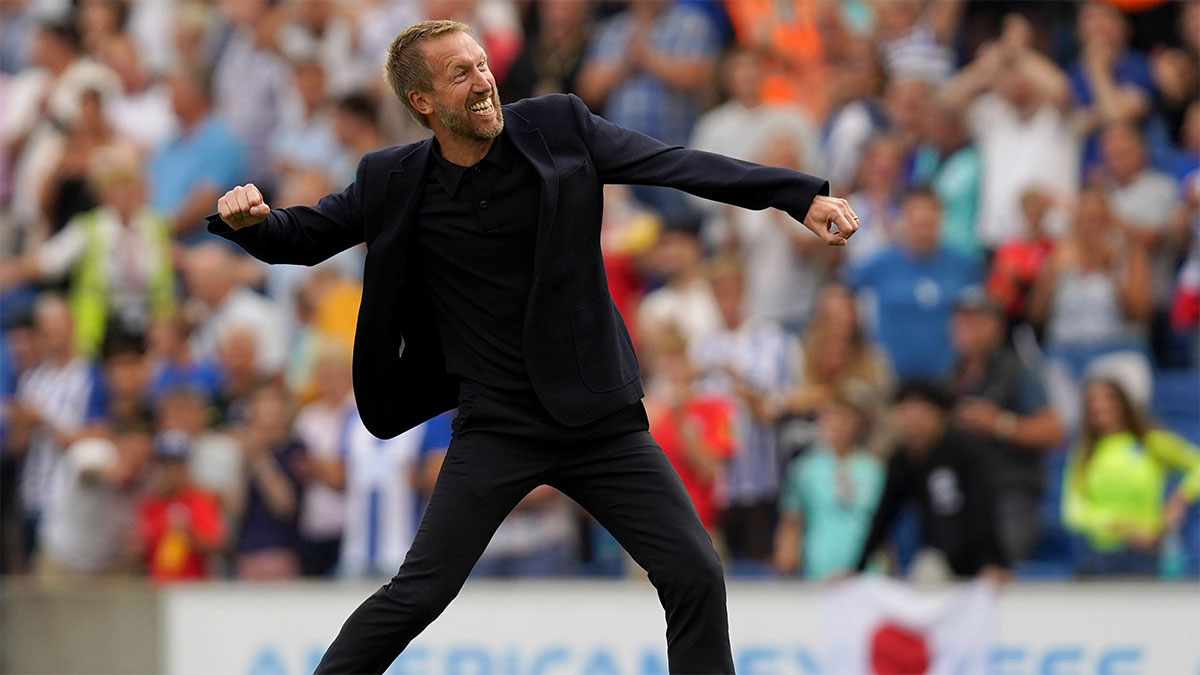 Graham Potter celebrates as Brighton manager