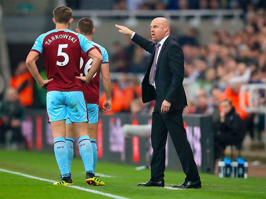 Sean Dyche and James Tarkoswki at Burnley