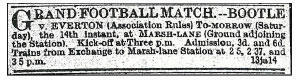 Advertisement for Bootle versus Everton